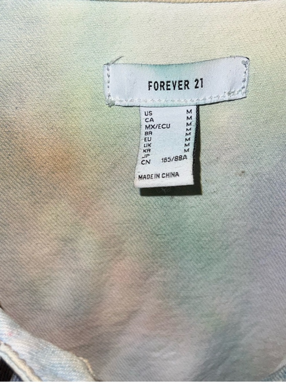 Forever 21 Pastel Blue, Green Tie-Dye Denim Sleeveless Button Up Vest Size M - Picture 5 of 5